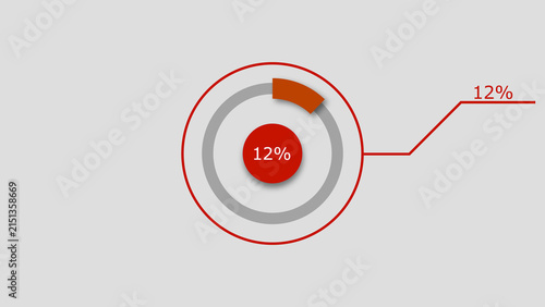 Technology Info graphic Background with 12% Loading Circle. Abstract Pie Chart Diagram Icon Illustration.
