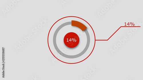 Technology Info graphic Background with 14% Loading Circle. Abstract Pie Chart Diagram Icon Illustration.