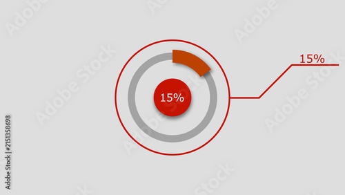 Technology Info graphic Background with 15% Loading Circle. Abstract Pie Chart Diagram Icon Illustration.