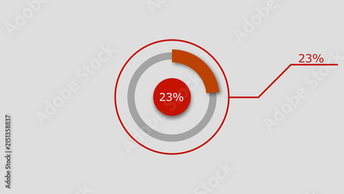 Technology Info graphic Background with 23% Loading Circle. Abstract Pie Chart Diagram Icon Illustration.