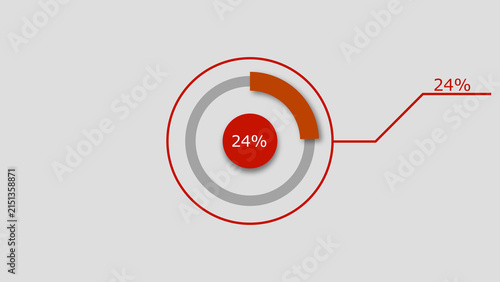 Technology Info graphic Background with 24% Loading Circle. Abstract Pie Chart Diagram Icon Illustration.