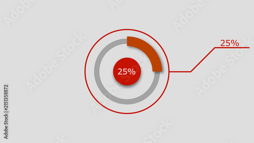 Technology Info graphic Background with 25% Loading Circle. Abstract Pie Chart Diagram Icon Illustration.