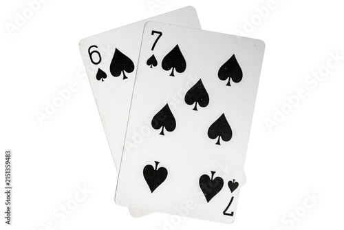 Playing cards meme six seven spades overlapping consecutive symbols