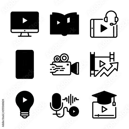 Digital learning technology icons set vector