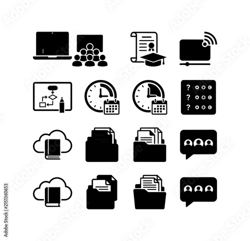 Digital learning tools and education icons collection
