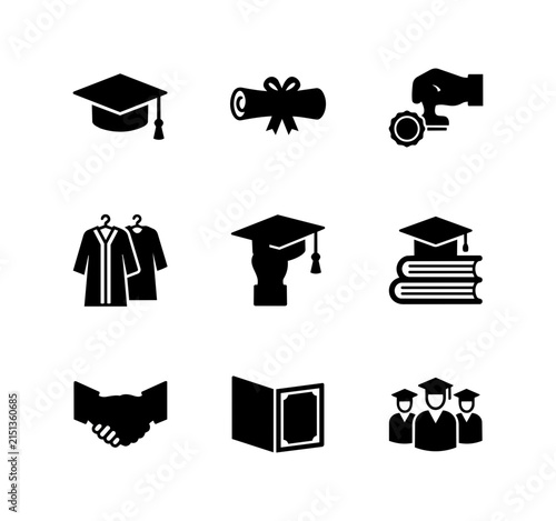 Education achievement graduation symbols set