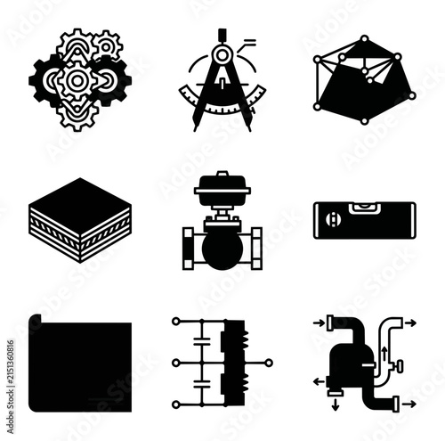 Engineering and science icon set technology concept