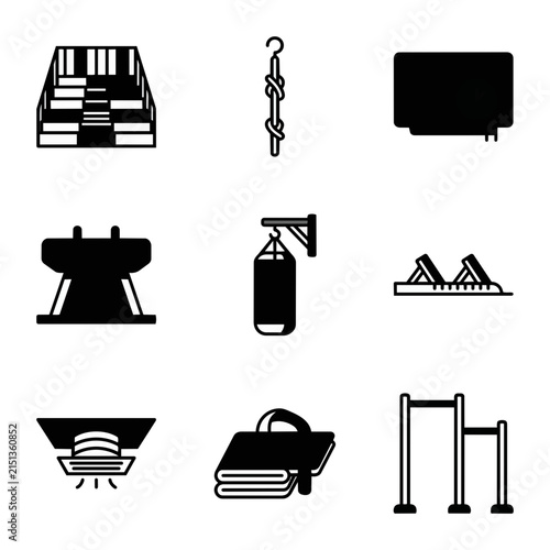 Gymnastic equipment and sports icons set