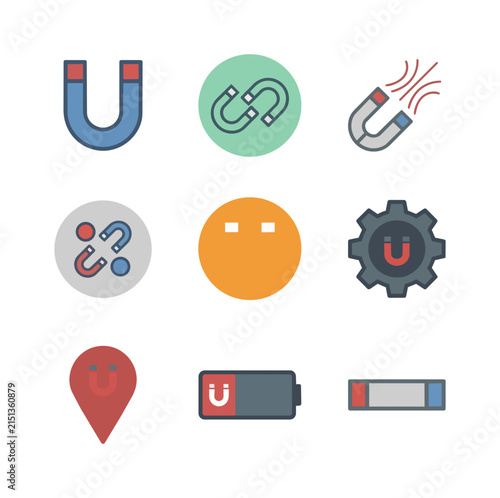 Magnetic force symbols and icons set