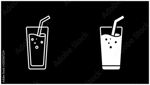 Set of two minimalist glass of soda drink icons