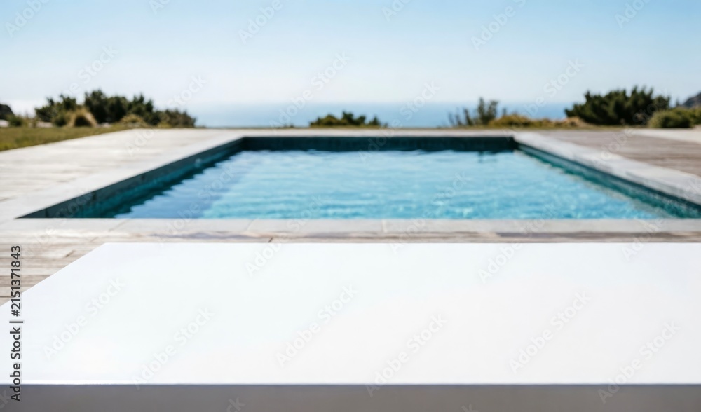 Fototapeta premium Modern Swimming Pool with Ocean View for Luxury Lifestyle