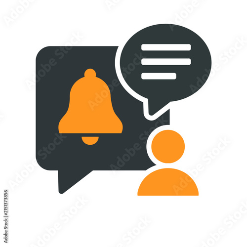 Notification icon with a chat bubble and a person symbol in a modern style