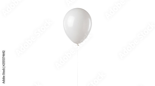 Foto White helium balloon with ribbon string isolated as transparent PNG cutout for c