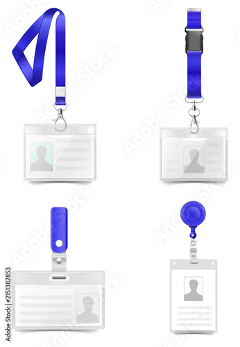 Obraz na płótnie Collection of ID Badges and Lanyards on Transparent Background