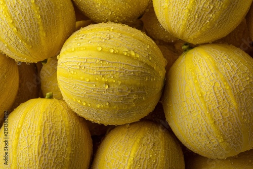 Fresh Canary Melons with Corrugated Yellow Skin