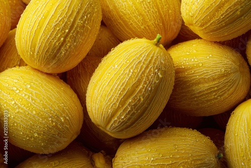 Fresh Canary Melons with Corrugated Yellow Skin