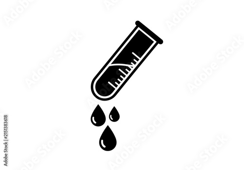 A simple but important test tube with liquid drops icon silhouette chemical laboratory glassware scientific research vector illustration silhouette