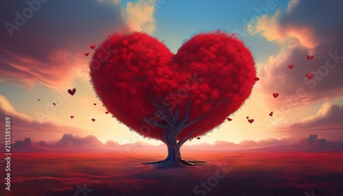 red heart shaped tree