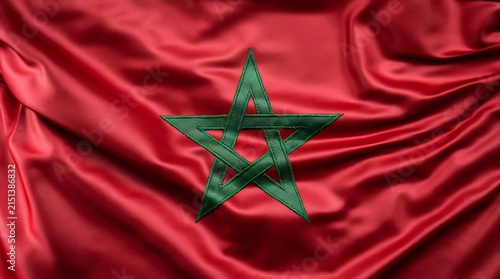 Waving national flag of morocco with silk texture