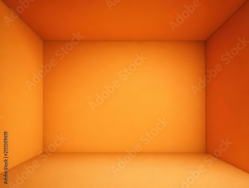 Empty studio room with orange walls and solid floor for product presentation background interior backdrop