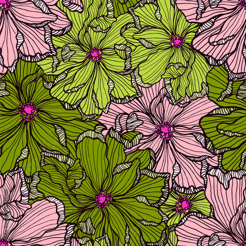 Elegant primrose silhouettes for feminine surface design. Perfect print for feminine fashion and textile.