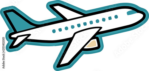 A stylized hand drawn illustration of a passenger airplane flying against a simple dark background