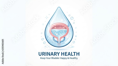 Urinary health bladder illustration inside water droplet for urology awareness poster and wellness background