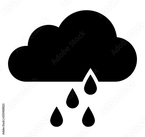 Fotografie Rainy weather cloud icon with raindrops symbol for meteorology forecasting and environment nature designs