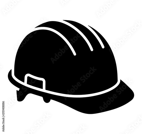 Fotografie Black silhouette icon of construction worker hard hat safety helmet isolated on transparent background design