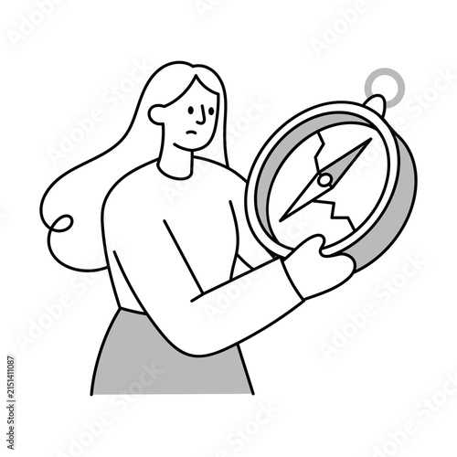 Obraz na plátně A person holding a damaged compass with an incorrect or missing direction