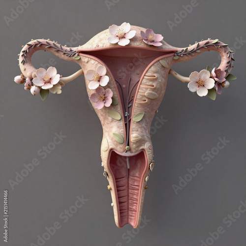 Sci-Fi Abstract Organ. Conceptual Image Of The Uterus As A Flowering Garden