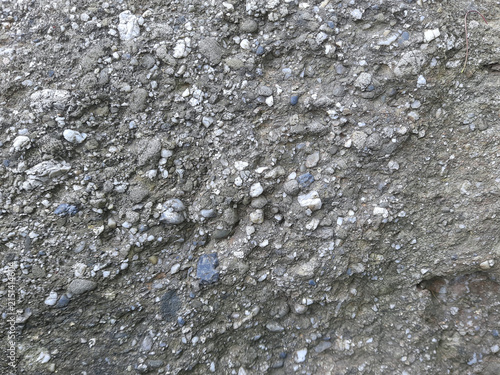 Bild auf Leinwand Weathered conglomerate rock surface texture with embedded white quartz pebbles a