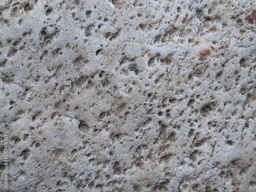 Quadro su tela Porous grey stone surface texture with rough pitted pattern and weathered holes