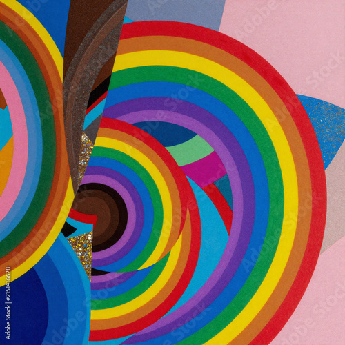 Blueprint Collage Energy. Colorful, Abstract Representation Of A Whimsical Rainbow Landscape