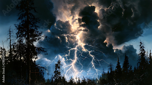 From the swirling clouds emerges a vast, unearthly face, shaped by the storm itself – mysterious, solemn and awe-inspiring.