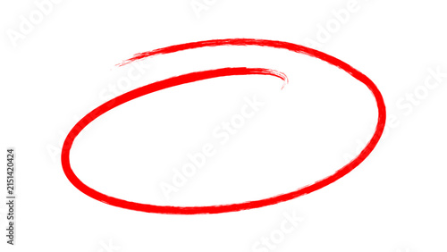 Vibrant red oval frame drawn with artistic digital brush strokes creating a bold minimalist vector graphic element for creative design projects