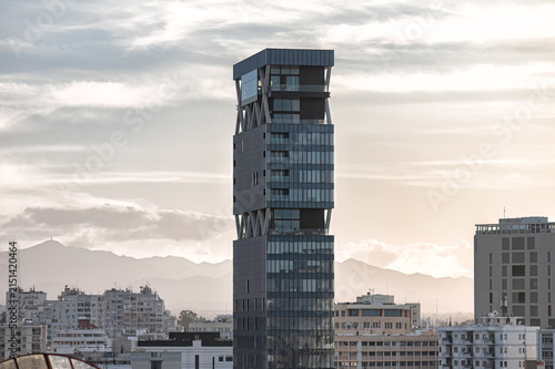 Modern skyscraper towering over Nicosia city