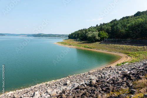 Bild auf Leinwand View of the Domaša reservoir from a dam in Slovakia with low water levels