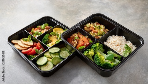 healthy meal prep in black containers