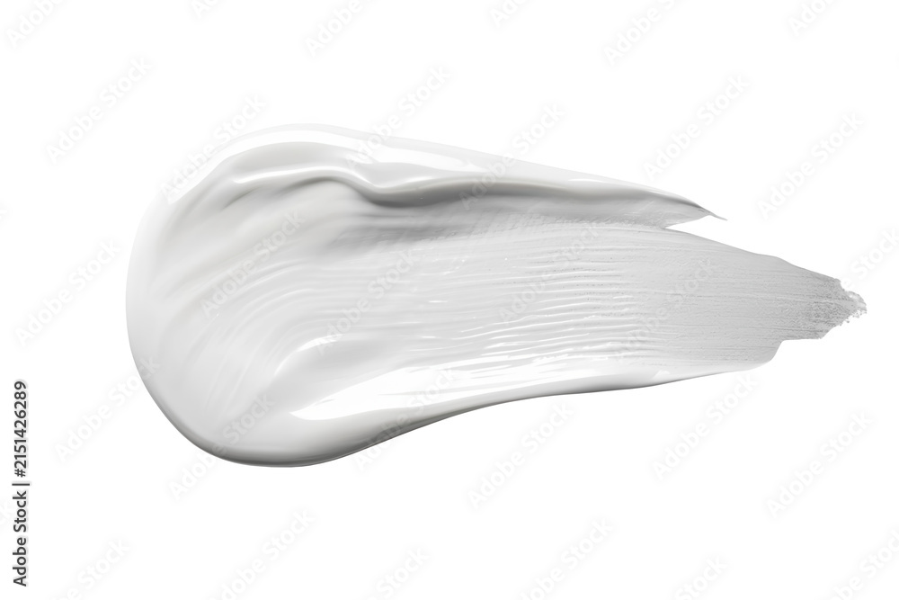 Fototapeta premium Glossy white cosmetic cream stroke with flowing curved edge