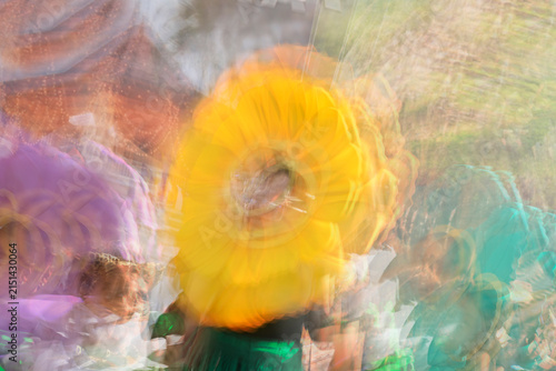 An expressive abstract depiction of dancers in motion, layered through intentional blur, translucency, and painterly effects. 