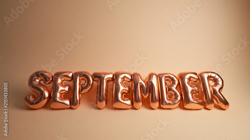 September Word Made of Rose Gold Foil Letter Balloons