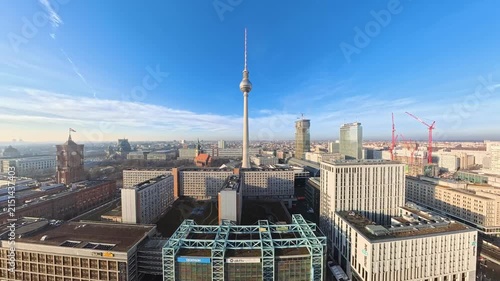 Aerial Drone Shot of Berlin Fernsehturm with Vertigo Effect – 4K Alexanderplatz Rathaus