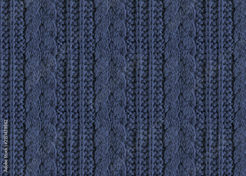 Blue Cable Knit Textile Background