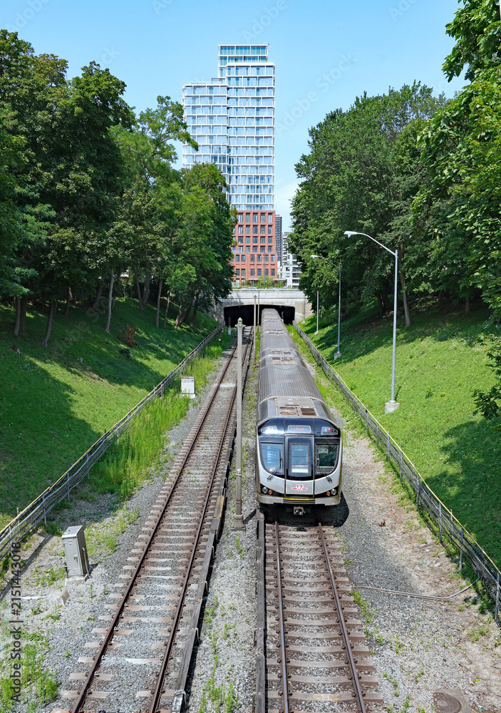 Fototapeta premium Some of the older parts of Toronto's Yonge subway line are above ground