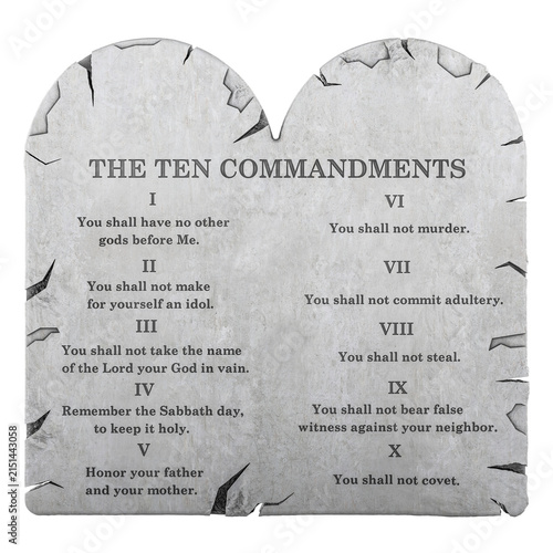 Obraz na płótnie Ten Commandments stone tablets with biblical law. 3D rendering