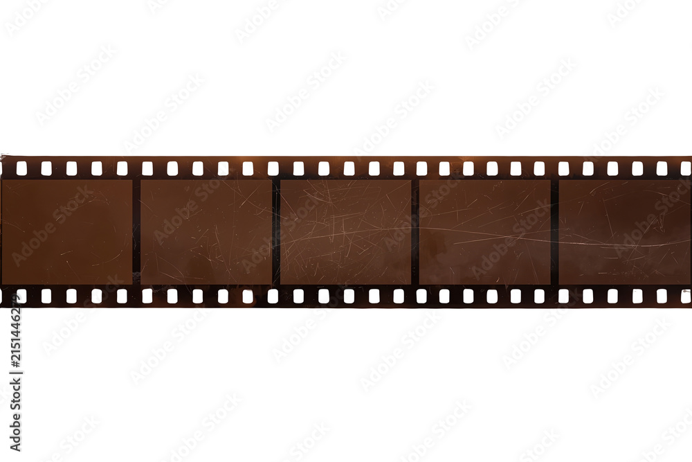 Fototapeta premium Brown vintage photographic film strip with five frames
