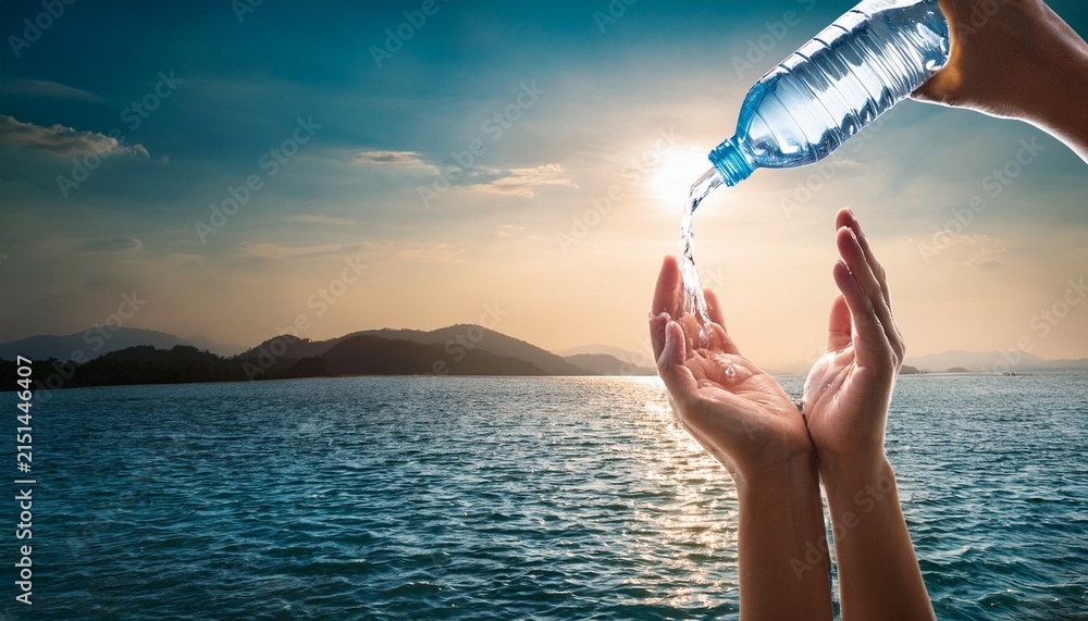 Fototapeta premium raise funds for clean water quench thirst social responsibility concept