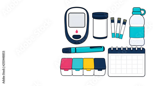 Diabetes Daily Care Supplies with Glucose Meter and Pill Organizer
