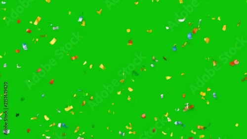 Colorful Confetti Falling on Green Screen Background